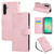 Samsung Galaxy A17 5G Rose Flower Embossed 3-Card Slots Leather Phone Case - Pink