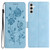 Samsung Galaxy A17 5G Rose Flower Embossing Pattern Leather Phone Case - Sky Blue