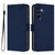 Samsung Galaxy A17 5G Skin Feel Solid Color Leather Phone Case with Lanyard - Navy Blue