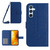 Samsung Galaxy A17 5G Skin Feel Sun Flower Embossed Flip Leather Phone Case with Lanyard - Dark Blue