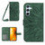 Samsung Galaxy A17 5G Skin Feel Sun Flower Embossed Flip Leather Phone Case with Lanyard - Green