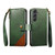 Samsung Galaxy A17 5G Splicing Zipper Wallet Vegan Leather Phone Case with Strap - Green