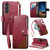 Samsung Galaxy A17 5G Splicing Zipper Wallet Vegan Leather Phone Case with Strap - Red