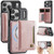 iPhone 17 Pro Max AutSpace A13 MagSafe Magnetic RFID Flip Card Bag Phone Case - Rose Gold