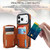 iPhone 17 Pro Max AwQuer Crossbody Zipper Wallet Rhombic Leather Back Phone Case - Brown