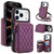iPhone 17 Pro Max AwQuer Crossbody Zipper Wallet Rhombic Leather Back Phone Case - Dark Purple