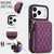 iPhone 17 Pro Max AwQuer Crossbody Zipper Wallet Rhombic Leather Back Phone Case - Dark Purple