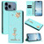 iPhone 17 Pro Max Ballet Girl Diamond Studded RFID Vegan Leather Phone Case - Mint Green