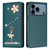 iPhone 17 Pro Max Ballet Girl Diamond Studded RFID Vegan Leather Phone Case - Peacock Green