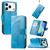 IPhone 17 Pro Max Butterfly Love Flower Embossed Leather Phone Case - Blue