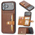 iPhone 17 Pro Max Calfskin Card Slot TPU Hybrid PU Phone Case - Brown