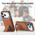 iPhone 17 Pro Max Carbon Fiber Card Bag Fold Stand Phone Case - Brown