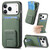 iPhone 17 Pro Max Carbon Fiber Card Bag Fold Stand Phone Case - Green