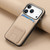 iPhone 17 Pro Max Carbon Fiber Card Bag Fold Stand Phone Case - Khaki