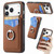iPhone 17 Pro Max Carbon Fiber Card Wallet Ring Phone Case - Brown