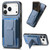 iPhone 17 Pro Max Carbon Fiber Fold Stand Elastic Card Bag Phone Case - Blue