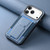 iPhone 17 Pro Max Carbon Fiber Fold Stand Elastic Card Bag Phone Case - Blue