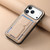 iPhone 17 Pro Max Carbon Fiber Fold Stand Elastic Card Bag Phone Case - Khaki