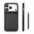 iPhone 17 Pro Max Carbon Fiber Leather Card Magsafe Phone Case - Black