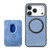 iPhone 17 Pro Max Carbon Fiber Leather Card Magsafe Phone Case - Blue