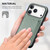 iPhone 17 Pro Max Carbon Fiber Leather Card Magsafe Phone Case - Green