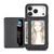 iPhone 17 Pro Max Carbon Fiber Magnetic Card Wallet RFID Blocking Phone Case - Black