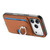 iPhone 17 Pro Max Carbon Fiber Ring Side Insert Card Bag MagSafe Phone Case - Brown