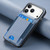 iPhone 17 Pro Max Carbon Fiber Vertical Flip Wallet Stand Phone Case - Blue