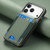 iPhone 17 Pro Max Carbon Fiber Vertical Flip Wallet Stand Phone Case - Green