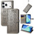 iPhone 17 Pro Max Cat and Dog Embossed Leather Phone Case - Gray