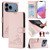 iPhone 17 Pro Max Cat Rat Embossed Pattern RFID Leather Phone Case with Lanyard - Pink