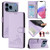 iPhone 17 Pro Max Cat Rat Embossed Pattern RFID Leather Phone Case with Lanyard - Purple
