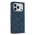 iPhone 17 Pro Max Cherry Blossoms Embossed Leather Phone Case - Dark Blue