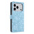 iPhone 17 Pro Max Cherry Blossoms Embossed Leather Phone Case - Light Blue