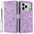 iPhone 17 Pro Max Cherry Blossoms Embossed Leather Phone Case - Purple