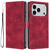 iPhone 17 Pro Max Cherry Blossoms Embossed Leather Phone Case - Red