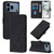 iPhone 17 Pro Max Crossbody 3D Embossed Flip Leather Phone Case - Black