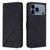 iPhone 17 Pro Max Crossbody 3D Embossed Flip Leather Phone Case - Black