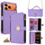 iPhone 17 Pro Max Crossbody Handle Cross Texture Leather Phone Case - Purple