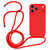 iPhone 17 Pro Max Crossbody Lanyard Liquid Silicone Case - Red