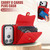 iPhone 17 Pro Max Crossbody Rhombic Horizontal Wallet Leather Phone Case - Red