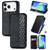 iPhone 17 Pro Max Cubic Grid Pressed Magnetic Leather Phone Case - Black