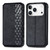 iPhone 17 Pro Max Cubic Grid Pressed Magnetic Leather Phone Case - Black