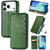 iPhone 17 Pro Max Cubic Grid Pressed Magnetic Leather Phone Case - Green