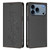 iPhone 17 Pro Max Cute Cats Embossed Magnetic RFID Vegan Leather Phone Case - Black