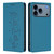 iPhone 17 Pro Max Cute Cats Embossed Magnetic RFID Vegan Leather Phone Case - Lake Blue
