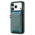 iPhone 17 Pro Max Denim Texture Leather Skin Phone Case with Card Slot - Green