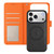 iPhone 17 Pro Max Detachable Litchi Texture Magnetic Side-Patch Vegan Leather Phone Case - Black Orange