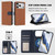 iPhone 17 Pro Max Detachable Litchi Texture Magnetic Side-Patch Vegan Leather Phone Case - Brown Dark Blue
