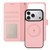 iPhone 17 Pro Max Detachable Litchi Texture Magnetic Side-Patch Vegan Leather Phone Case - Mint Green Pink